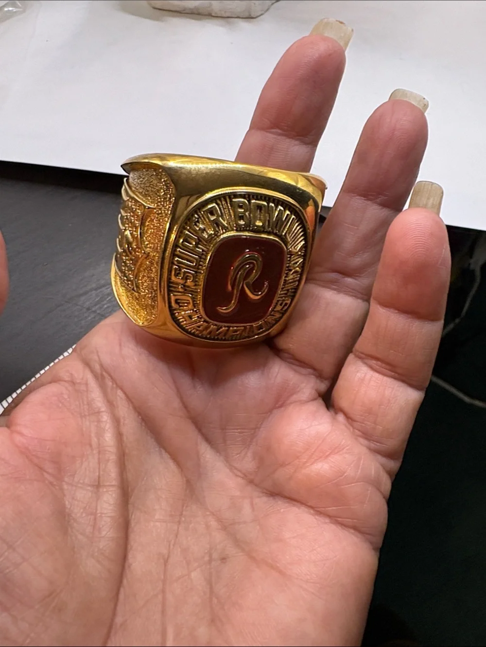 Gold Tone  Redskins Enamel Men's Championship-Style Ring, Paperweight